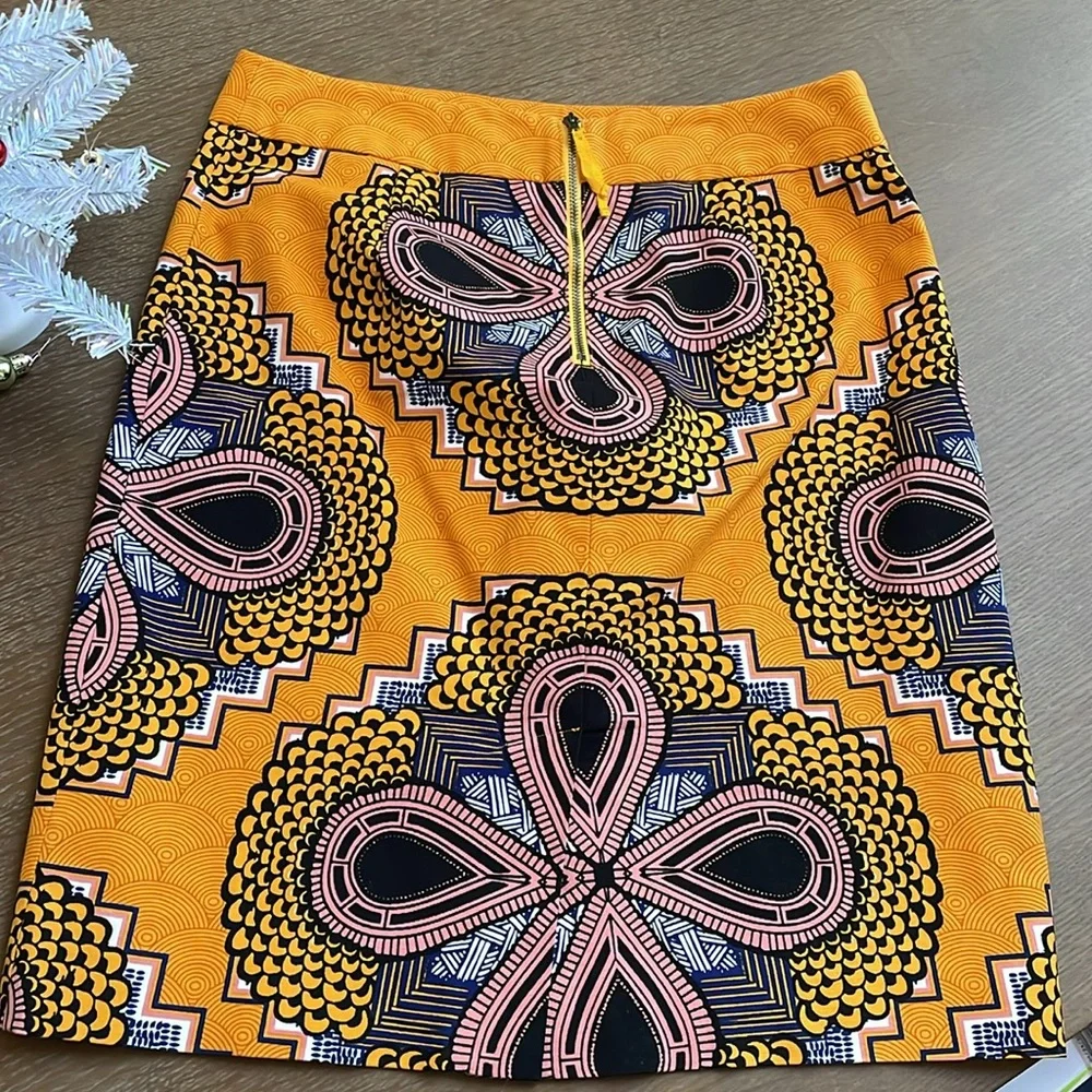 Maeve Orange and Black Patterned Skirt - Picture 4 of 6